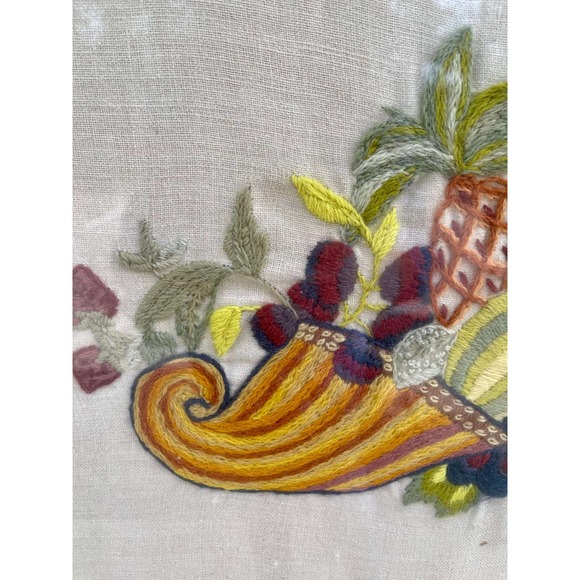 Fruit Cornucopia Embroidery Art, Needlepoint Horn of Plenty - Picture 5 of 6